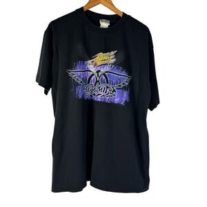 VINTAGE Aerosmith Shirt XL Black Disney Rockn Roller Coaster Double Sided 90s